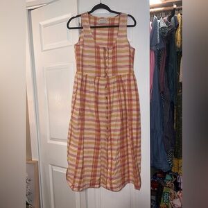 Urban Outfitters Size small yellow and orange plaid midi dress